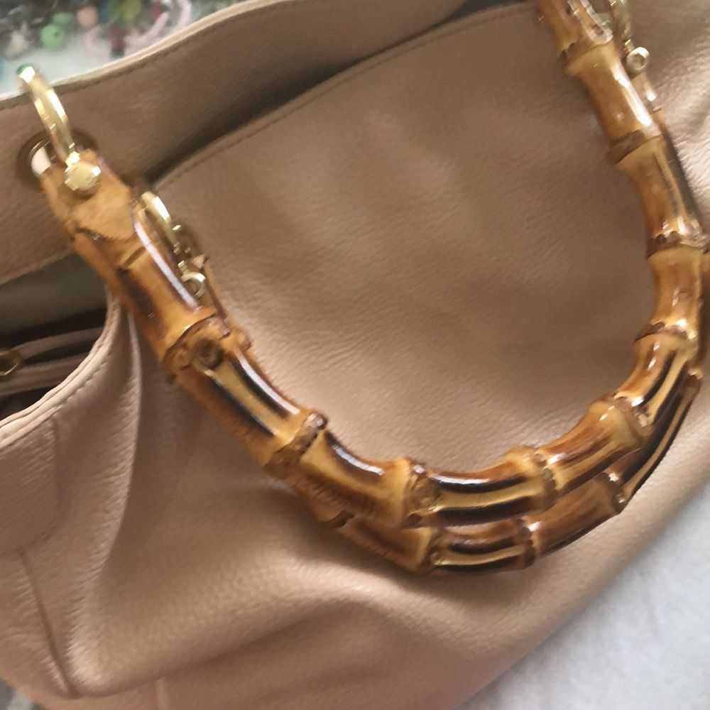 Mark & Graham Cream Satchel with Bamboo Handles - Picture 4 of 16